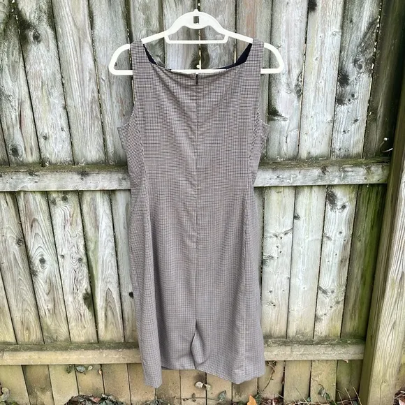 Theory NWT Square Neck Wool Sheath Dress Brown Multi Hanford Wool 12