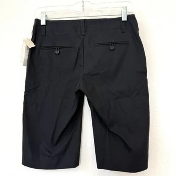THEORY Stretch Dress Shorts Black Size 2 Bermuda Minimalist Career NWT