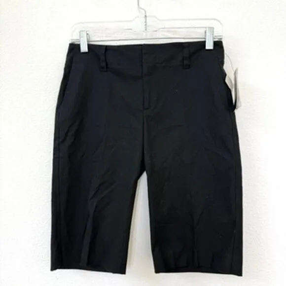 THEORY Stretch Dress Shorts Black Size 2 Bermuda Minimalist Career NWT