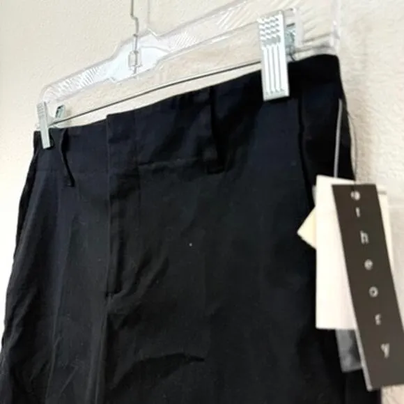 THEORY Stretch Dress Shorts Black Size 2 Bermuda Minimalist Career NWT