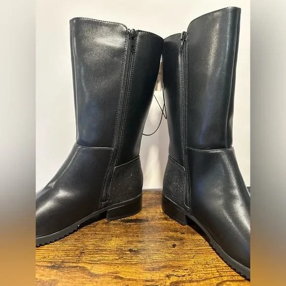 Thereabouts Girls Black Brooklyn Flat Heel Riding Boots NWT Various Sizes