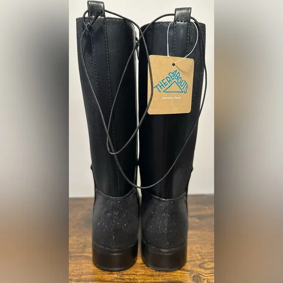Thereabouts Girls Black Brooklyn Flat Heel Riding Boots NWT Various Sizes