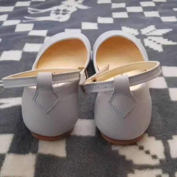 TheWhiteRibbon Sky Blue Leather Wedding Luna Ballet Flats Size 38/US 8.