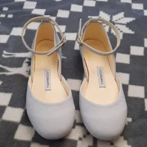 TheWhiteRibbon Sky Blue Leather Wedding Luna Ballet Flats Size 38/US 8.