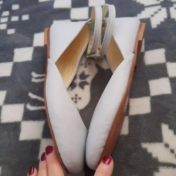 TheWhiteRibbon Sky Blue Leather Wedding Luna Ballet Flats Size 38/US 8.