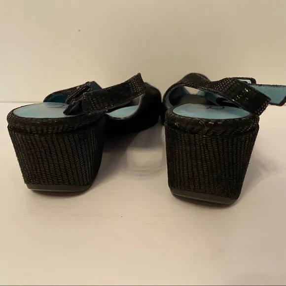 THIERRY RABOTIN SHOES SLINGBACK PEEP TOE HEELS  BLACK TEXTURED LEATHER ITALY 7.5