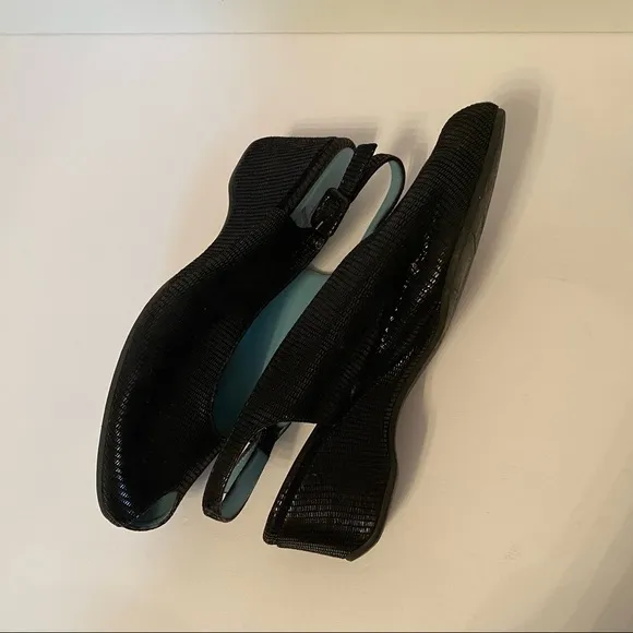 THIERRY RABOTIN SHOES SLINGBACK PEEP TOE HEELS  BLACK TEXTURED LEATHER ITALY 7.5
