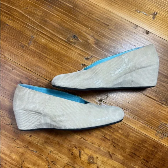 THIERRY RABOTIN Women’s SASHA Square Toe Ballet Wedge Suede BEIGE Italian 37.5 7