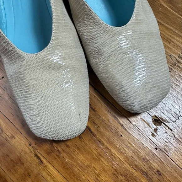 THIERRY RABOTIN Women’s SASHA Square Toe Ballet Wedge Suede BEIGE Italian 37.5 7