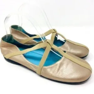 Thierry Rabotin womans ballet flats metallic gold leather 37.5 BoxK