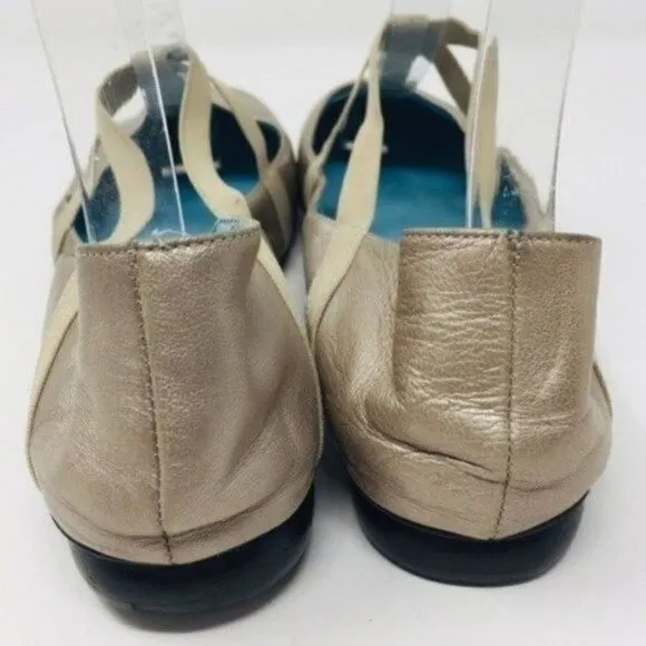 Thierry Rabotin womans ballet flats metallic gold leather 37.5 BoxK