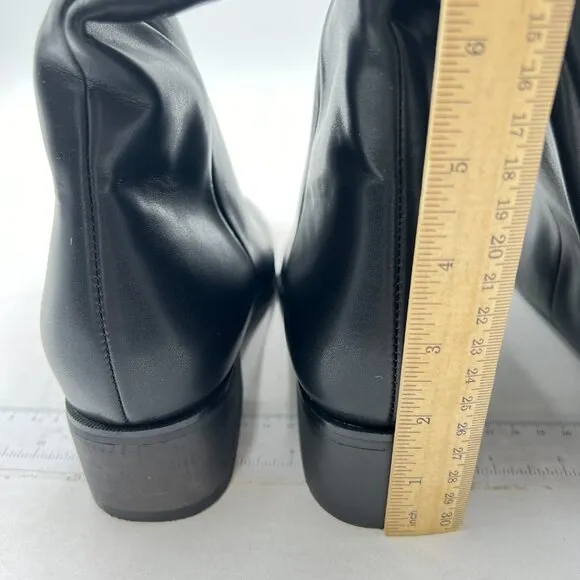 Thigh High Over The Knee Boots for Women Flat Low Heel Round Toe Boots Black