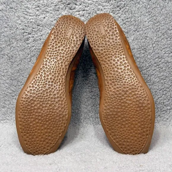 Think! Womens Size 6.5 Slip On Ballet Flats Shoes Brown Leather Comfort