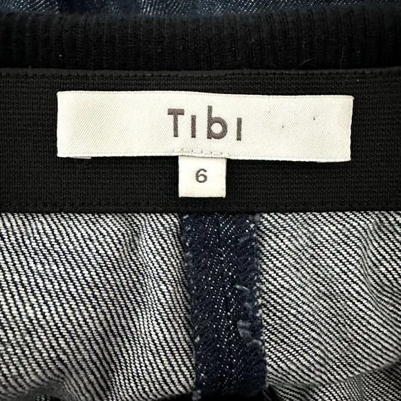 Tibi Dark Wash High Rise Banded Waist Jeans