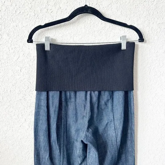 Tibi Dark Wash High Rise Banded Waist Jeans
