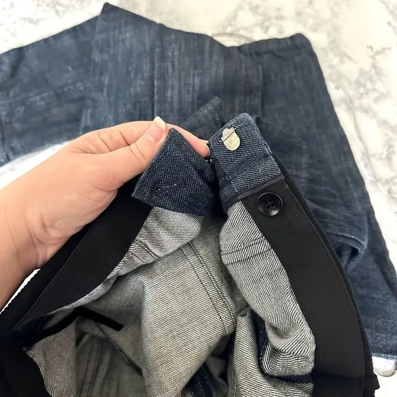 Tibi Dark Wash High Rise Banded Waist Jeans