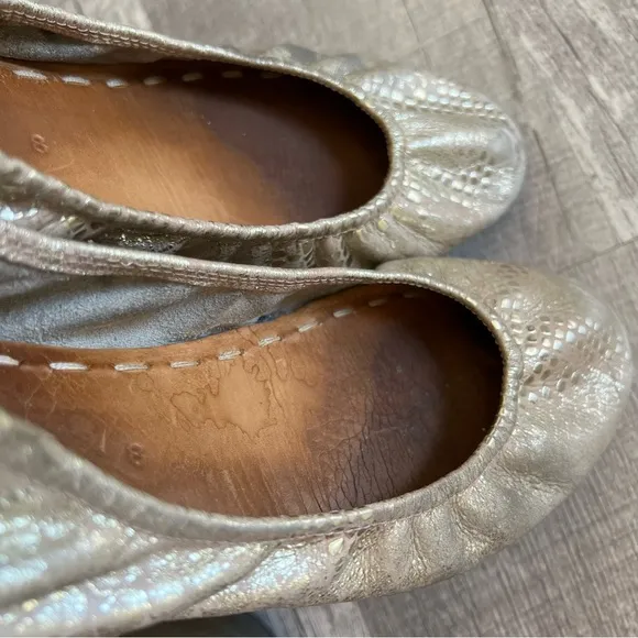 Tieks by Gavrieli Ballet Flats Champagne Metallic Leather Women's Size 8