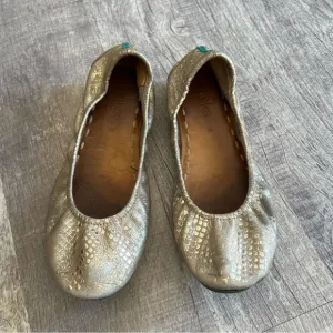 Tieks by Gavrieli Ballet Flats Champagne Metallic Leather Women's Size 8