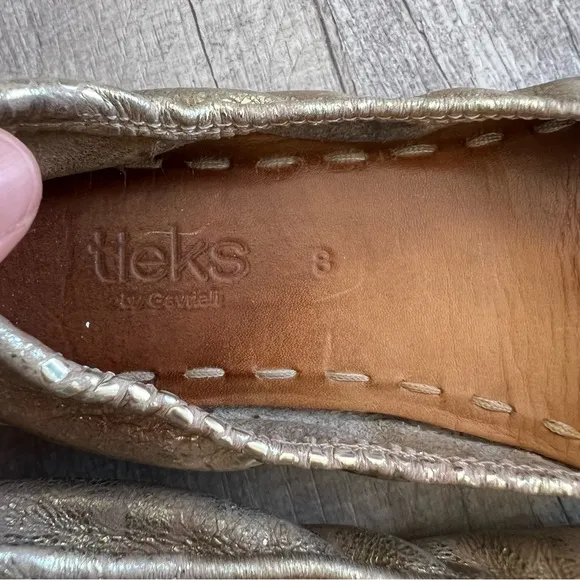 Tieks by Gavrieli Ballet Flats Champagne Metallic Leather Women's Size 8