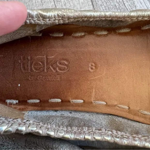 Tieks by Gavrieli Ballet Flats Champagne Metallic Leather Women's Size 8