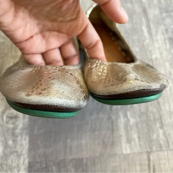 Tieks by Gavrieli Ballet Flats Champagne Metallic Leather Women's Size 8