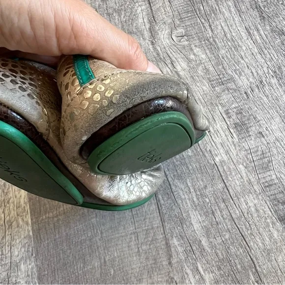 Tieks by Gavrieli Ballet Flats Champagne Metallic Leather Women's Size 8