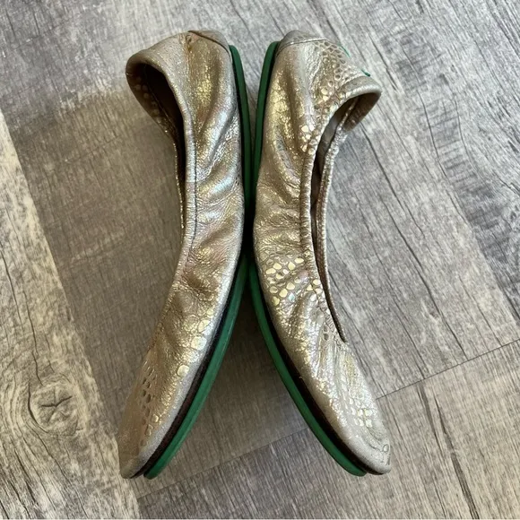Tieks by Gavrieli Ballet Flats Champagne Metallic Leather Women's Size 8