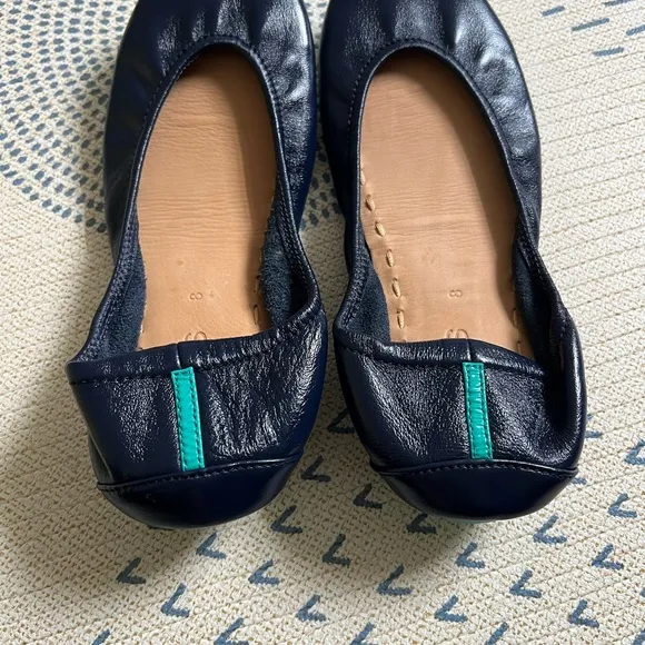 Tieks California Navy Italian Leather Ballet Flats size 8