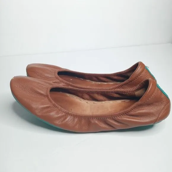 Tieks Chestnut Brown Leather Ballet Flats Womens Size 9