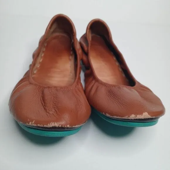 Tieks Chestnut Brown Leather Ballet Flats Womens Size 9