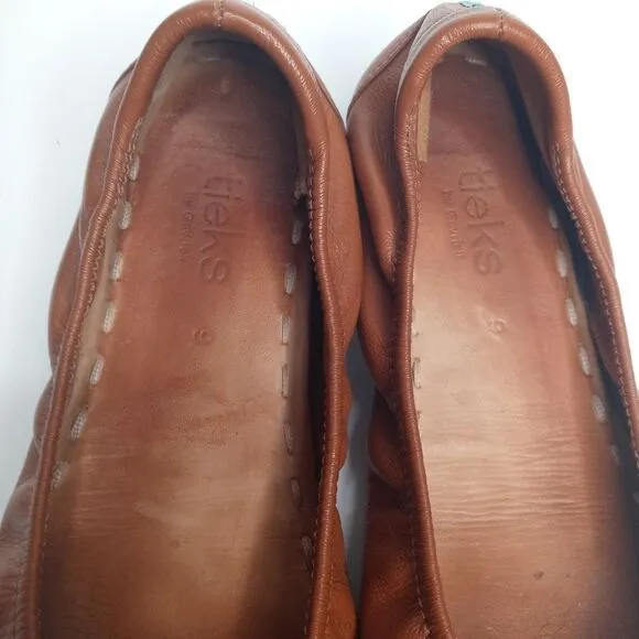 Tieks Chestnut Brown Leather Ballet Flats Womens Size 9