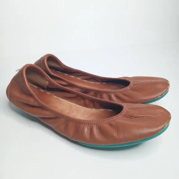 Tieks Chestnut Brown Leather Ballet Flats Womens Size 9