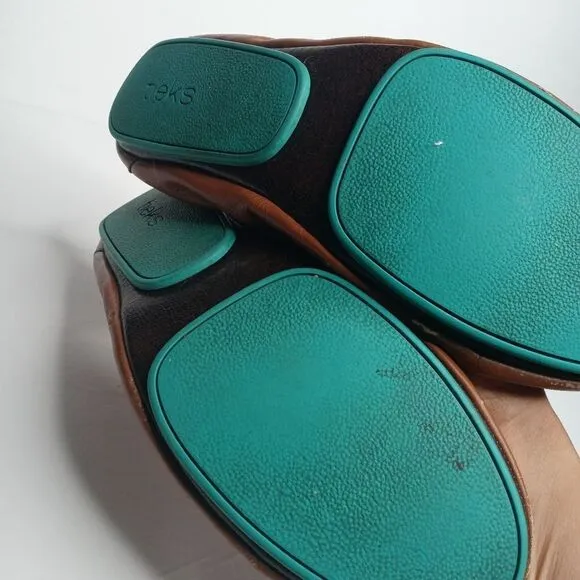Tieks Chestnut Brown Leather Ballet Flats Womens Size 9