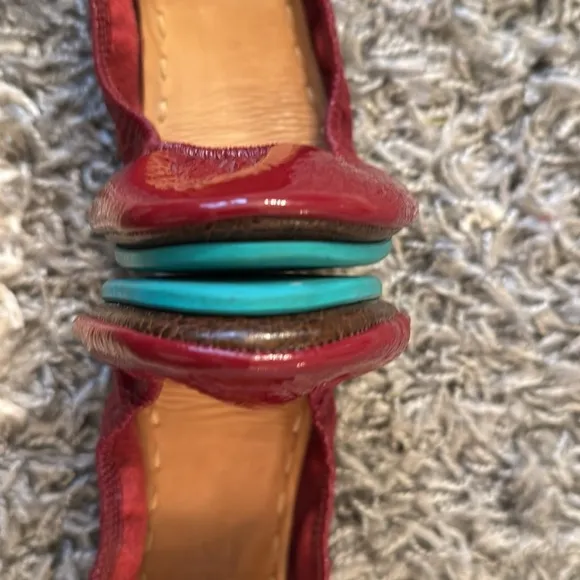 Tieks Patent Ruby Red Leather Ballet Flats Shoes
