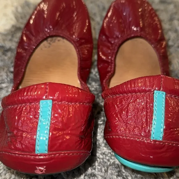 Tieks Patent Ruby Red Leather Ballet Flats Shoes