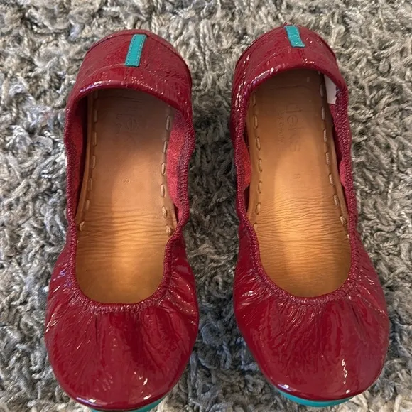 Tieks Patent Ruby Red Leather Ballet Flats Shoes