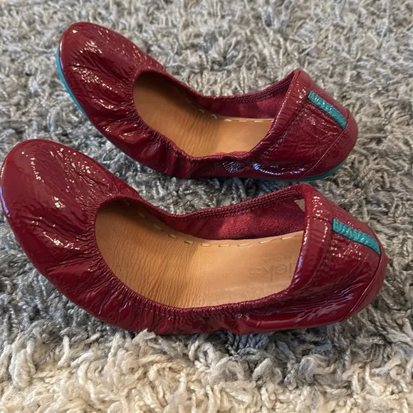 Tieks Patent Ruby Red Leather Ballet Flats Shoes