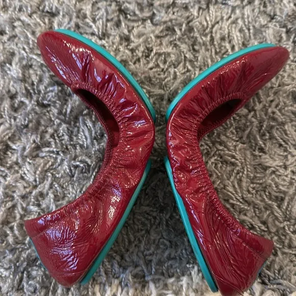 Tieks Patent Ruby Red Leather Ballet Flats Shoes
