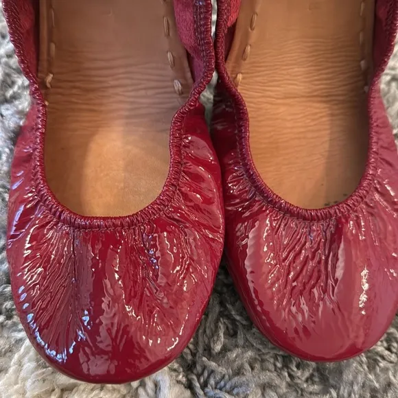Tieks Patent Ruby Red Leather Ballet Flats Shoes