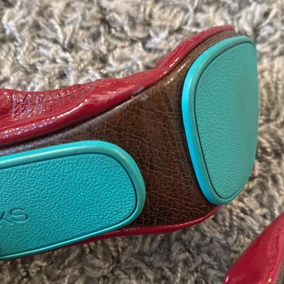 Tieks Patent Ruby Red Leather Ballet Flats Shoes