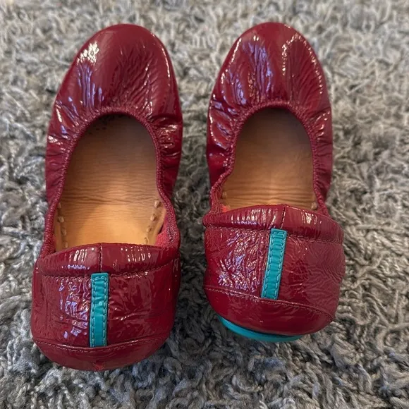 Tieks Patent Ruby Red Leather Ballet Flats Shoes
