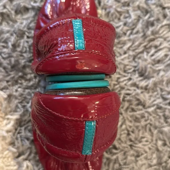 Tieks Patent Ruby Red Leather Ballet Flats Shoes