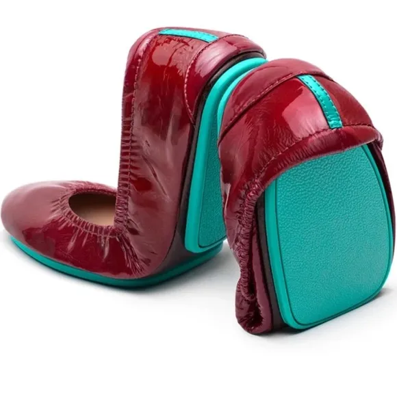 Tieks Patent Ruby Red Leather Ballet Flats Shoes