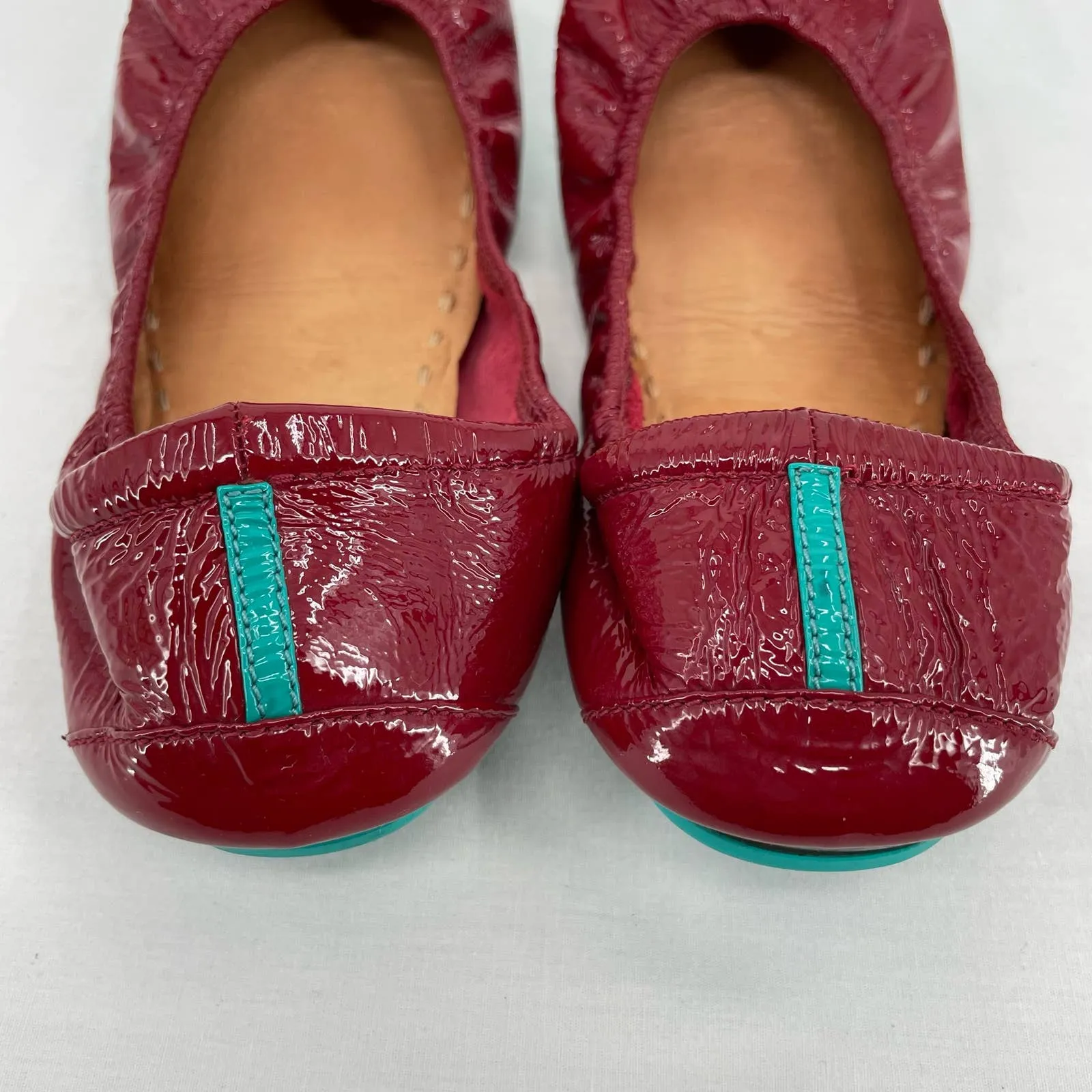 Tieks Ruby Red Patent Leather Ballet Flats Classic Foldable Travel Shoes Size 9