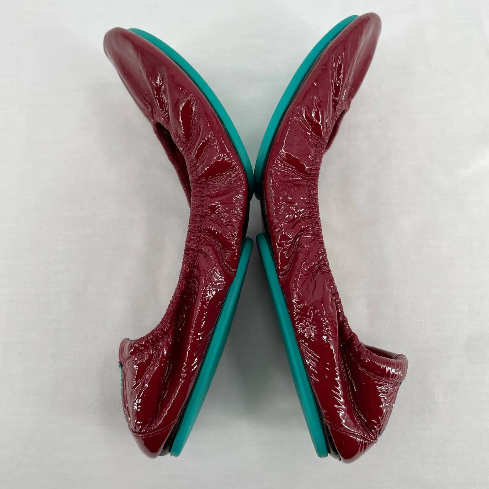 Tieks Ruby Red Patent Leather Ballet Flats Classic Foldable Travel Shoes Size 9