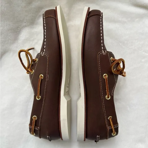 Timberland 2 Eye Brown Leather Size 6.5 Boat Shoes EUC Deckshoes
