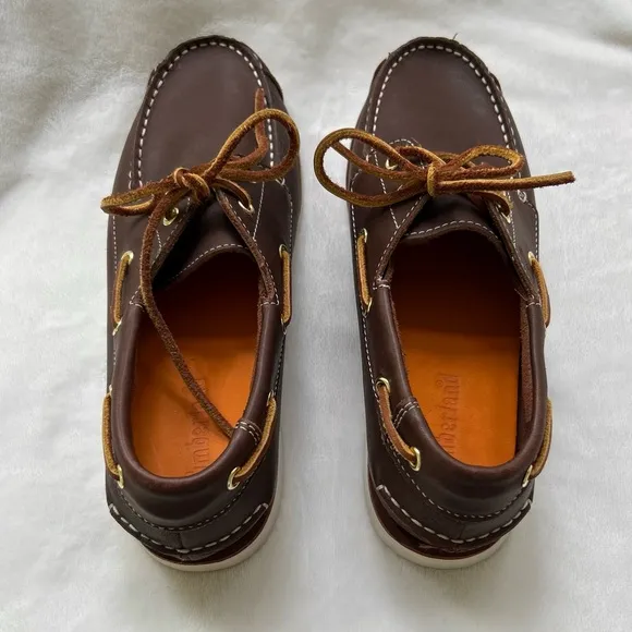 Timberland 2 Eye Brown Leather Size 6.5 Boat Shoes EUC Deckshoes