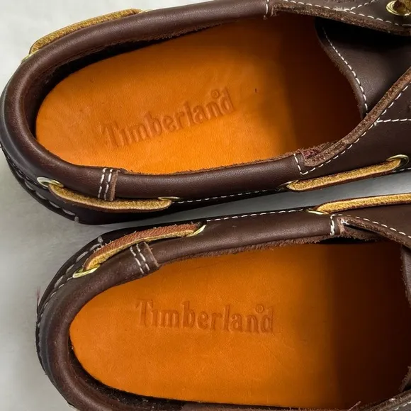 Timberland 2 Eye Brown Leather Size 6.5 Boat Shoes EUC Deckshoes