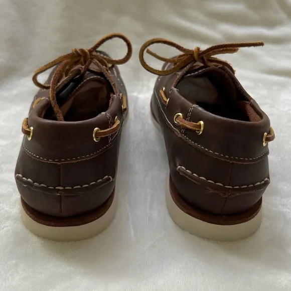Timberland 2 Eye Brown Leather Size 6.5 Boat Shoes EUC Deckshoes