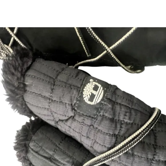 Timberland Boots Womens 10 Black Knee High Suede Pom Pom Lace Up Winter Snow